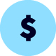 cash icon illustration on a light blue background