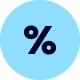 percent illustration on a light blue background