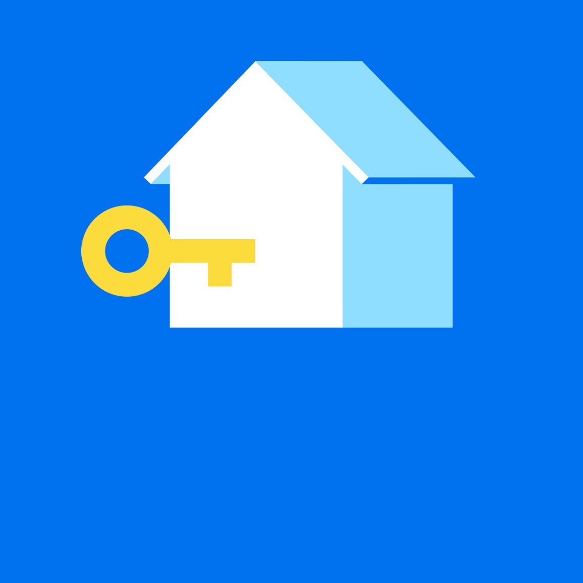 illustration of a house with a key on a blue background
