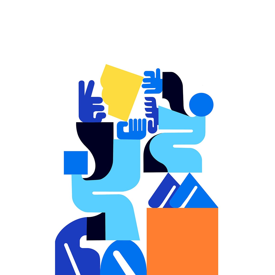 Design with hands and blocks in ATB colors