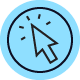 An icon showing a that support is a click away