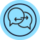 An icon showing a the dialogue between our clients and our expert business advisors