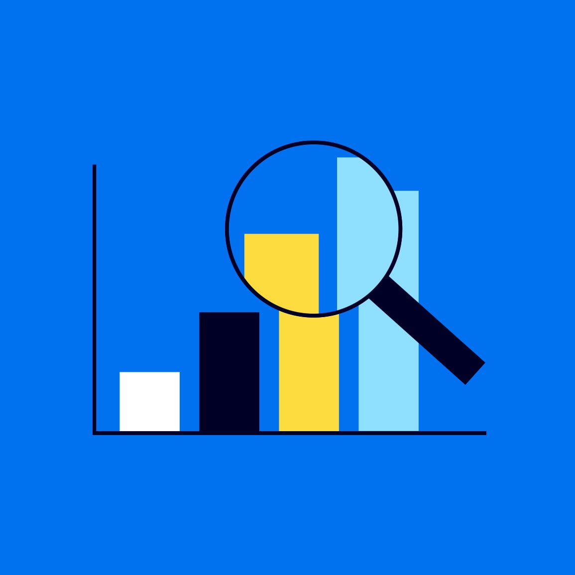 Illustration of the charts with a magnifying glass.