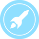 A light blue rocket icon