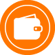 An orange wallet icon