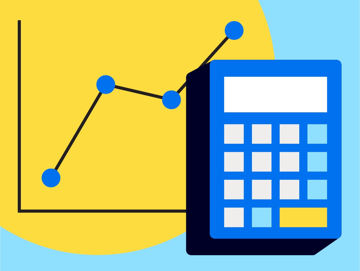 Calculator graphic with chart