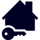 icon illustration of a home and a key done in black