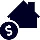 icon illustration of a dollar sign and a house done in black